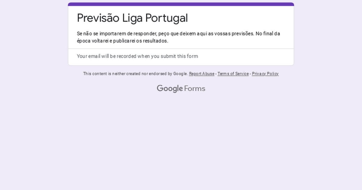 Boas pessoal. Fiz um Forms para quem quiser deixar lá as suas previsões para as nossas competições nacionais