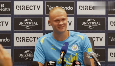 Erling Haaland teaching manners to reporters during a press conference