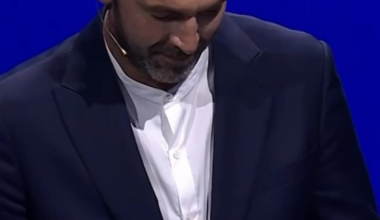 Buffon announcing Juventus during the Champions League Draw