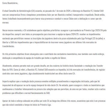 Boavista confirma que vai voltar a iniciar a Liga impedido de inscrever novos jogadores pela FIFA devido a dívidas: "A situação é muito delicada, lutamos todos os dias pela nossa sobrevivência"