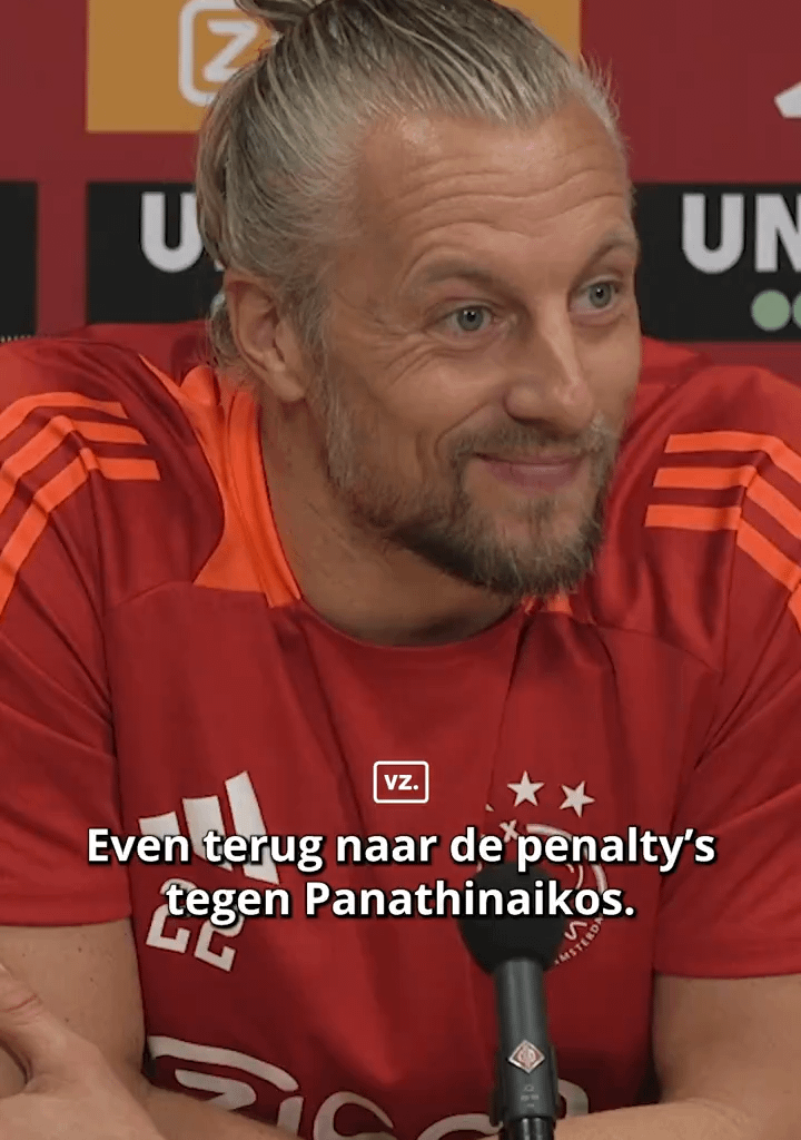 Ajax goalkeeper Remko Pasveer answers a question about whether he asked a ballboy which side to dive to during the penalty shootout against Panathinaikos: "Yes."