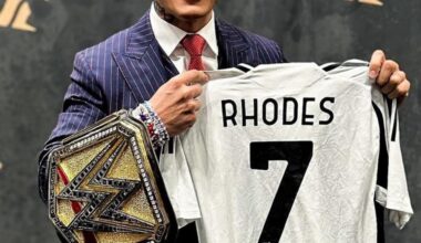 Cody Rhodes and Rhea Ripley with Juventus Kits today