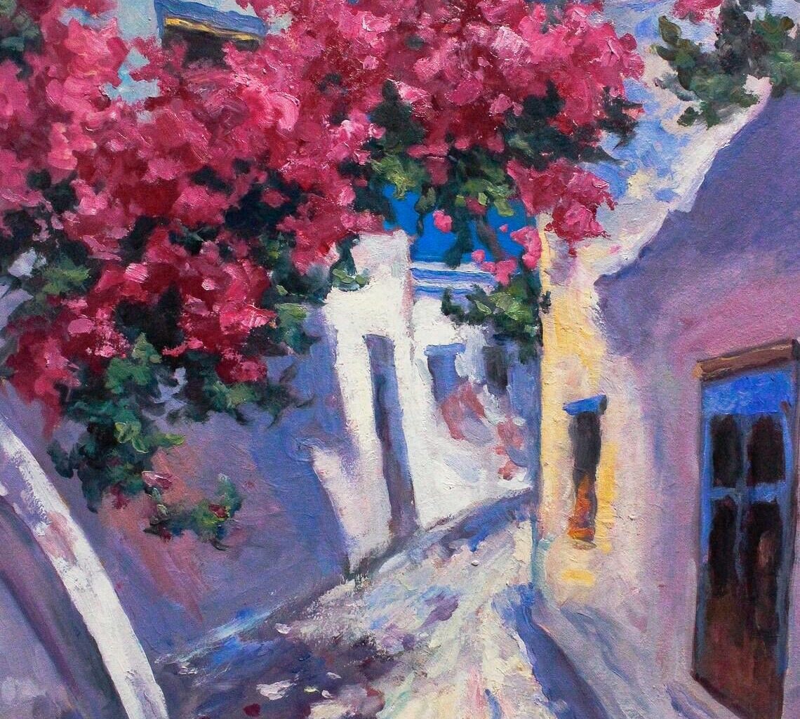 Summer street. My oil painting on hardboard