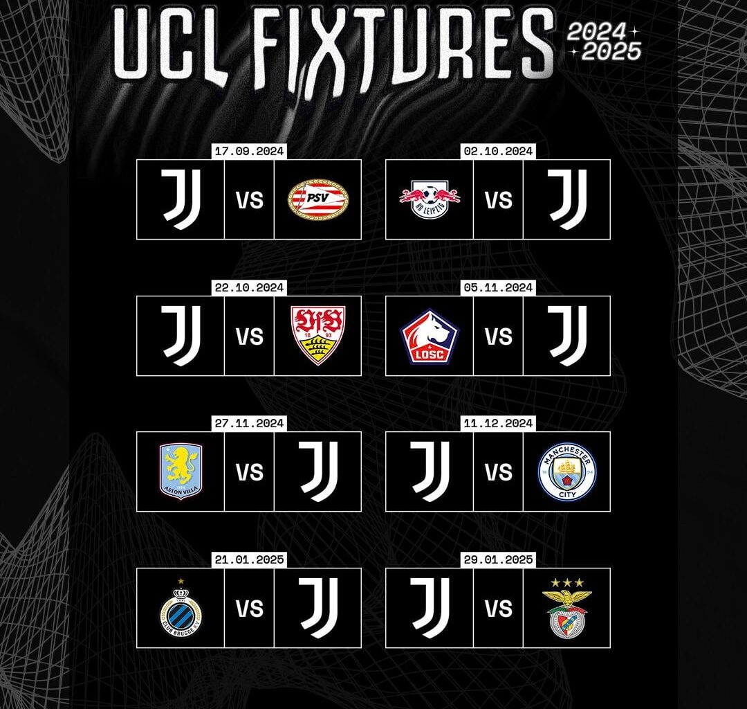 UCL 24/25 schedule