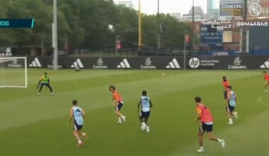 CB starlet Joan Martinez makes an impressive last-ditch tackle on Vini in training