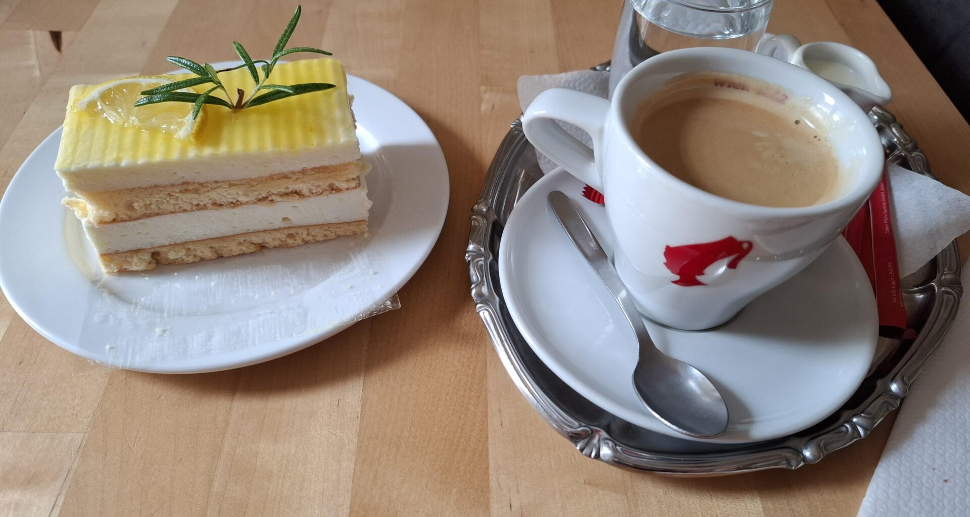 Coffee and lemon curd cake in Austria