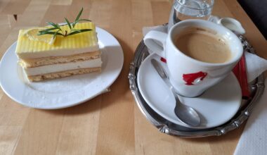 Coffee and lemon curd cake in Austria