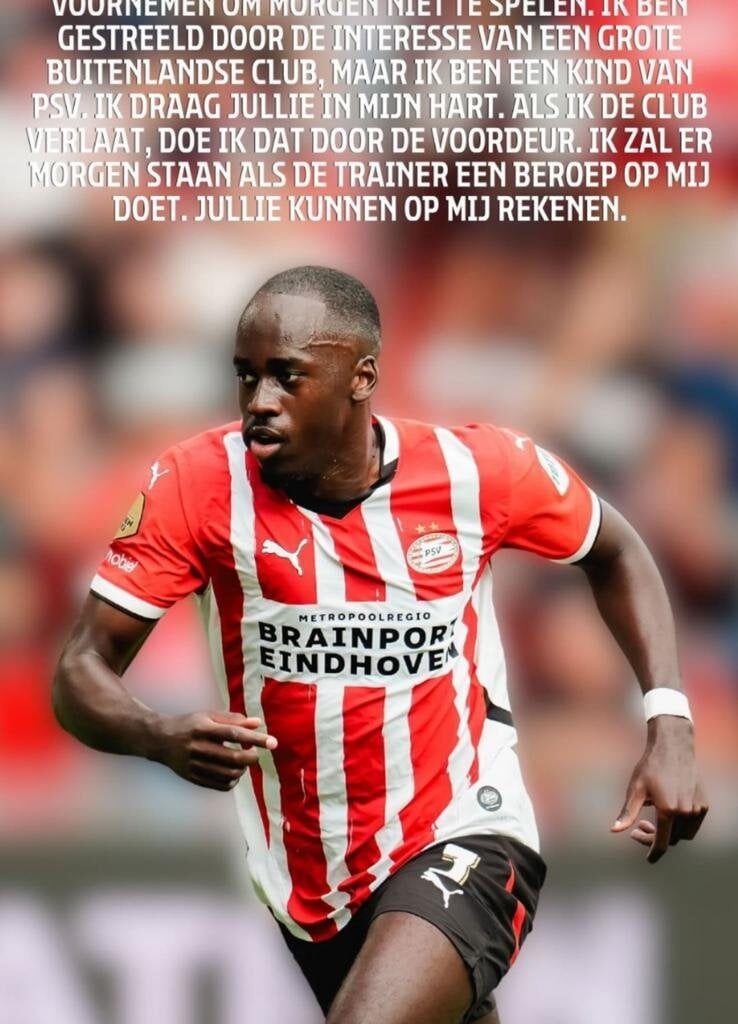 [Rik Elfrink] Jordan Teze biedt zijn excuses aan en is morgen tóch bechikbaar bij PSV