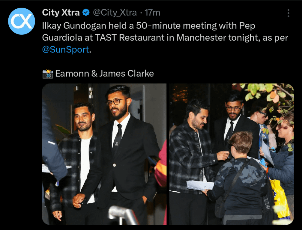Gundogan and Pep have spent the evening at Tast together
