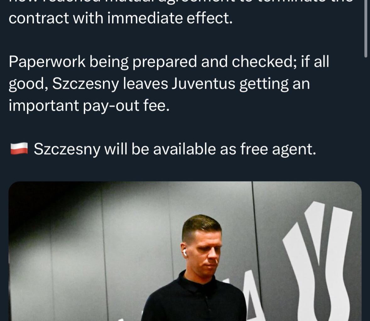 Juve and Tek mutually terminate contract
