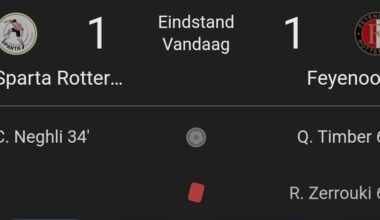 Feyenoord en Sparta delen de punten in de Rotterdamse derby na een onnodige rode kaart van Zerrouki