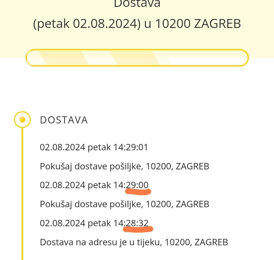 Nice try Hrvatska Pošta. Nisu se niti trudili dostaviti nego su odmah stavili da su pokušali.