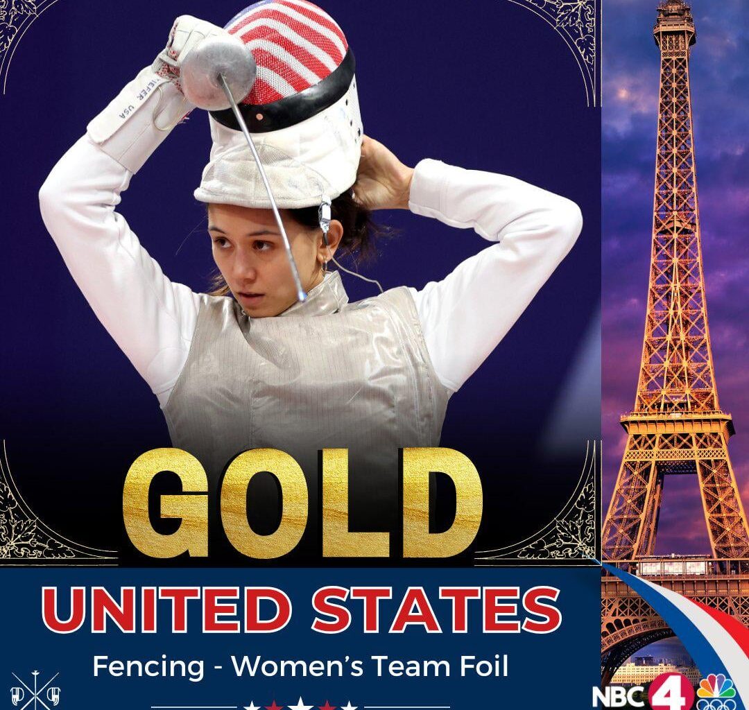 USA Women's Foil Fencing Team win GOLD. Now in #2 in the Tally with 9 Golds, 36 Total.