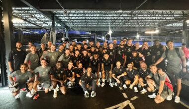 AC Milan players and staff at a karting event in USA. 🏁 Winner: Alexis Saelemaekers 🏆