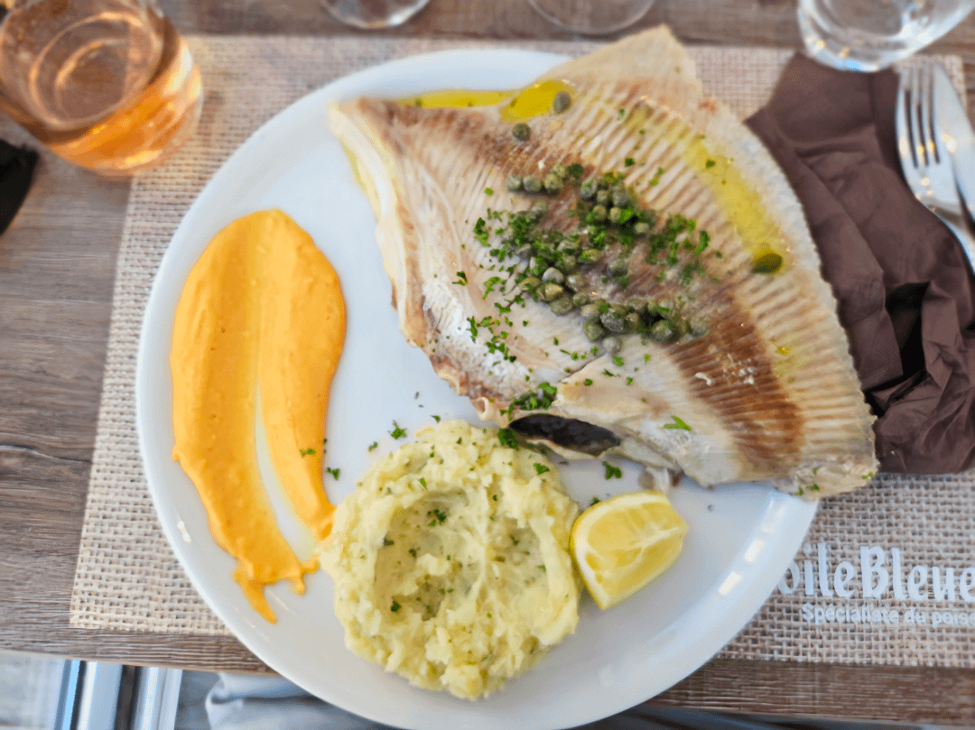 Skate wing with butter and caper sauce