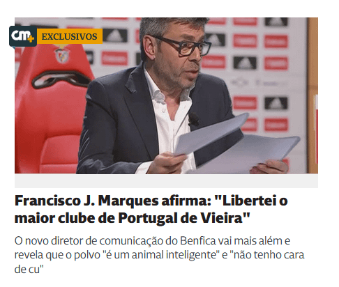 Mais mudanças no Benfica. Novo diretor de comunicação faz primeiras declarações