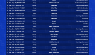 Customize and download the La Liga 2024/25 schedule poster for Read Madrid - soccer-fixtures.com