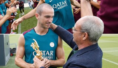 Fabian Ruiz was honored today at training following his win at the European Championships with Spain ❤️