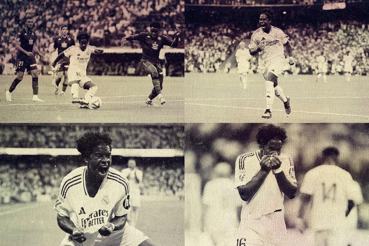 Endrick scores on his Real Madrid debut at the Santiago Bernabéu, Circa 1965