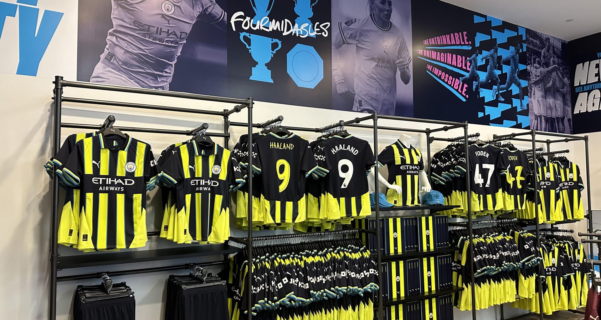 Away kits on display in NYC pop up shop