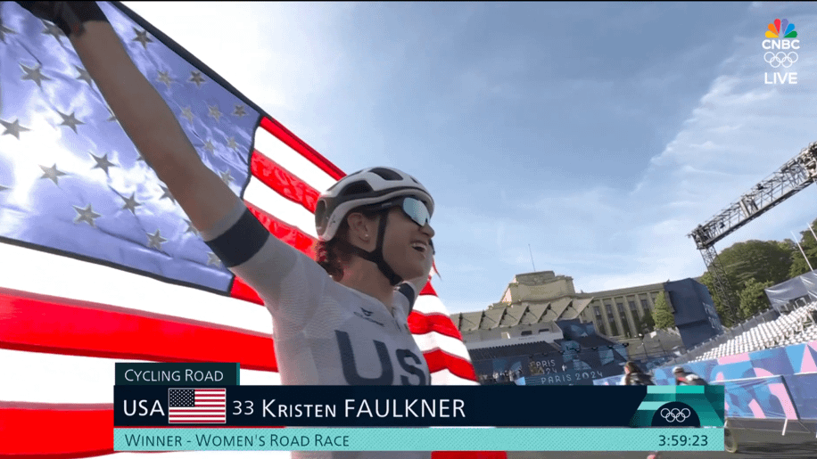 Huge upset: Kristen Faullkner (USA) wins Women's Road Bike race!