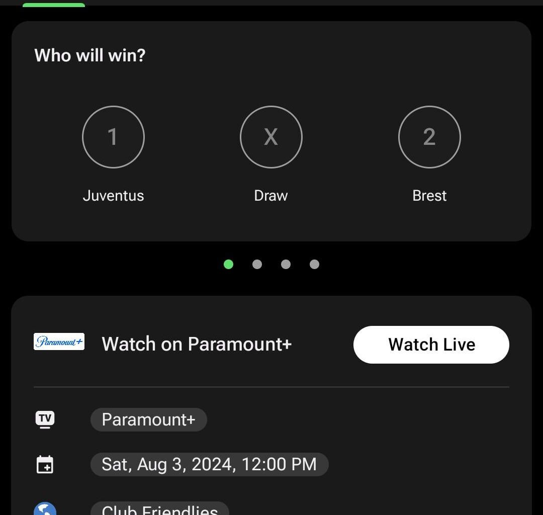 Friendly against Brest on Paramount+