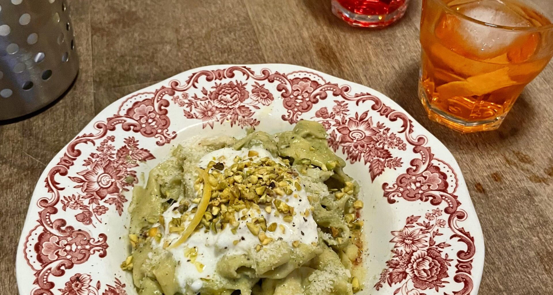 Tagliatelle with Pistachio Pesto and Burrata