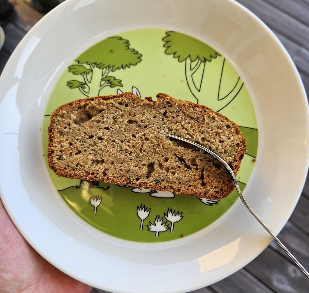 Zucchini bread (cake) for dessert, made with a home-grown zucchini...