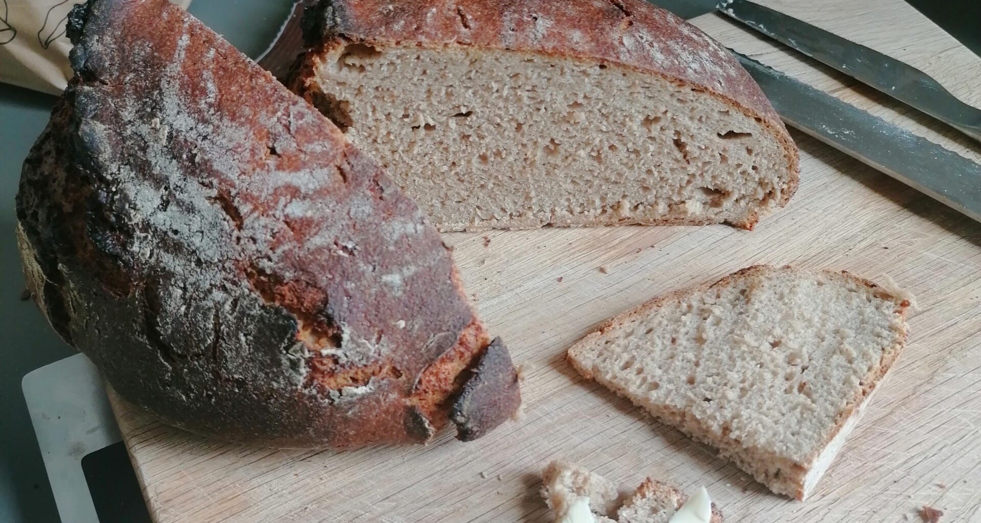 fresh baked Rye sourdough bread with Butter&Salt