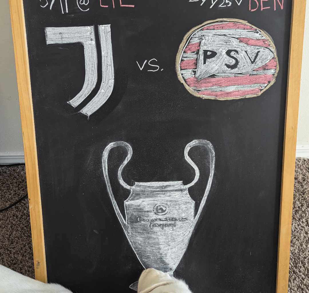 Champions League is back and so is the chalkboard. Even my dog is pleased. The journey begins tomorrow!