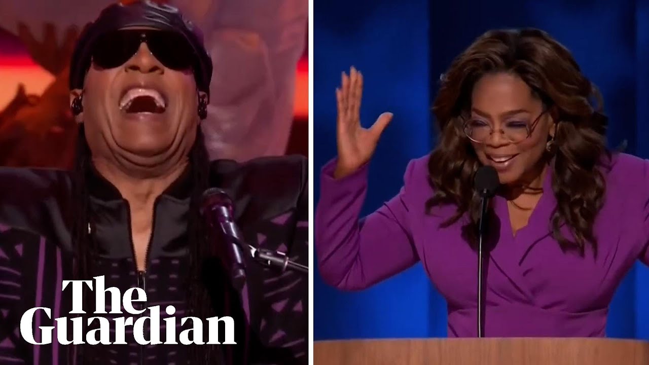 Oprah to Stevie Wonder: celebrities take to stage on day three of Democratic convention