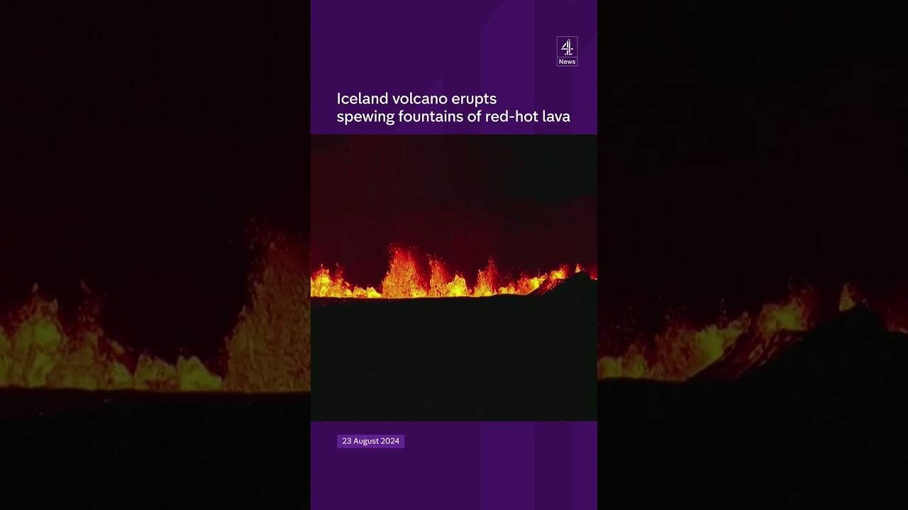 Iceland volcano spews out red-hot lava