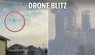 Ukrainian kamikaze drones rain hellfire in BIGGEST ever blitz on Russian targets