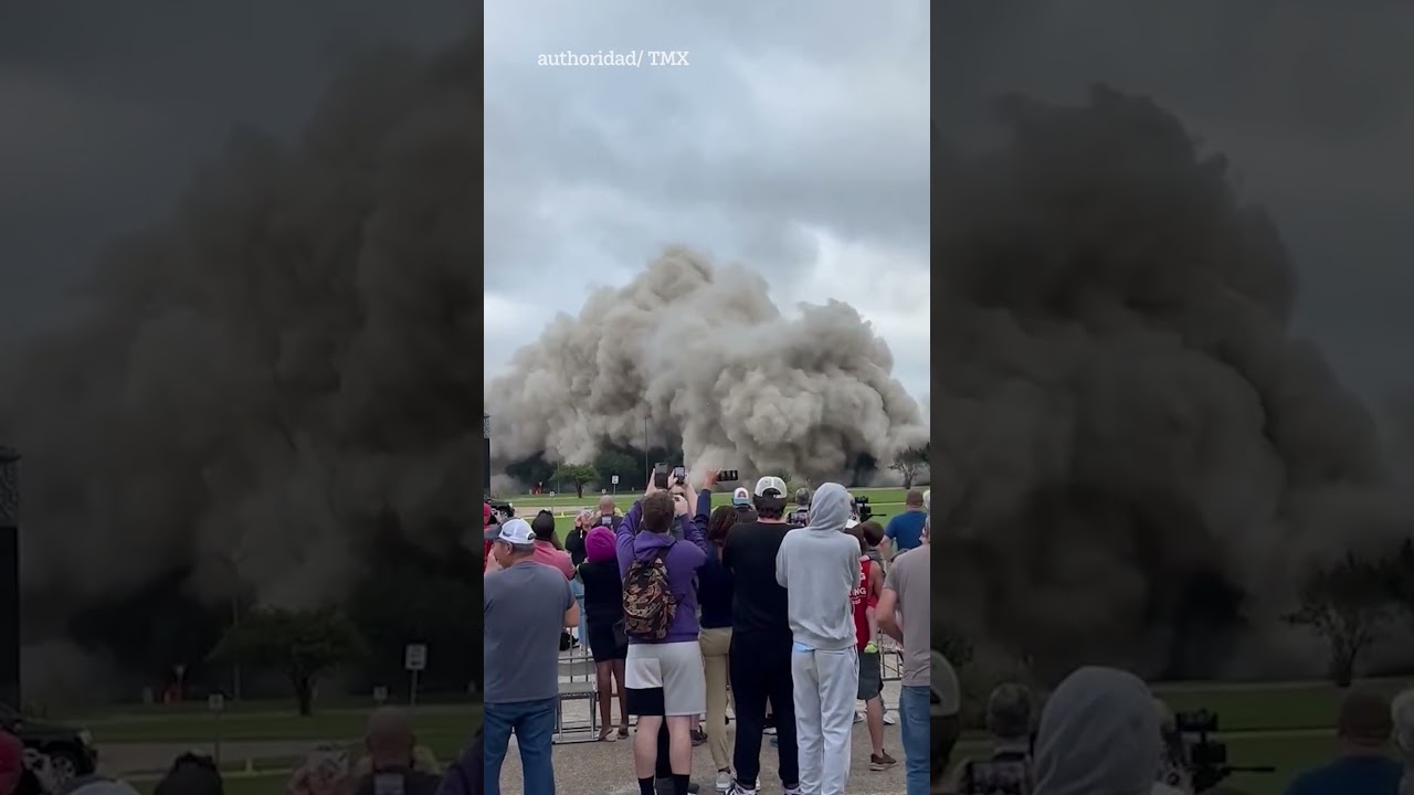 Moment skyscraper damaged during Hurricane in Louisiana is imploded