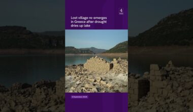 Lost village re-emerges in Greece after drought dries up lake