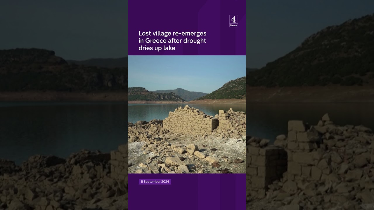 Lost village re-emerges in Greece after drought dries up lake