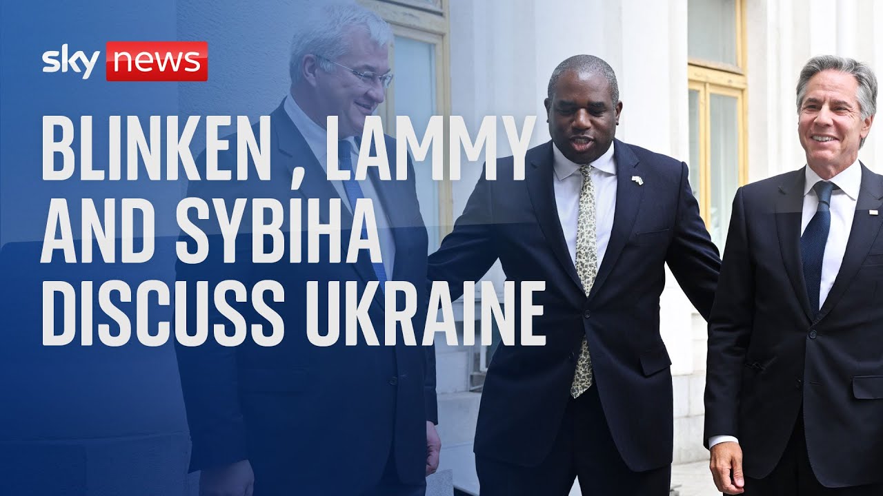 Antony Blinken, David Lammy and Ukrainian Foreign Minister Andrii Sybiha discuss Ukraine support