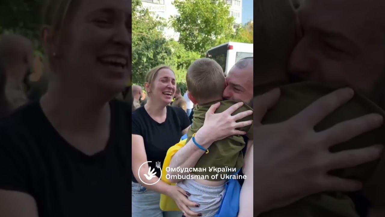 Ukrainian prisoner of war reunites with son