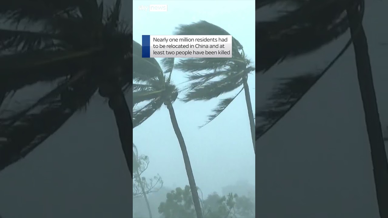 Typhoon Yagi throws rider off moped