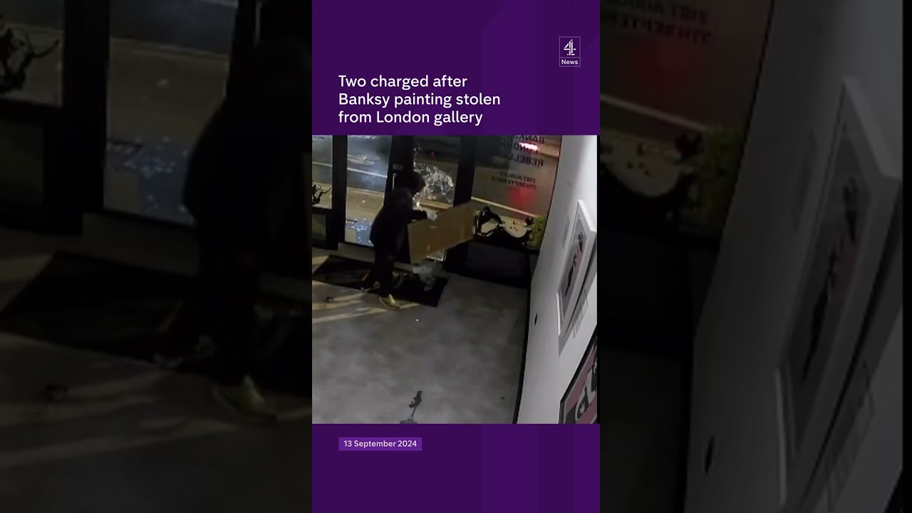 Two charged after Banksy painting stolen from London gallery