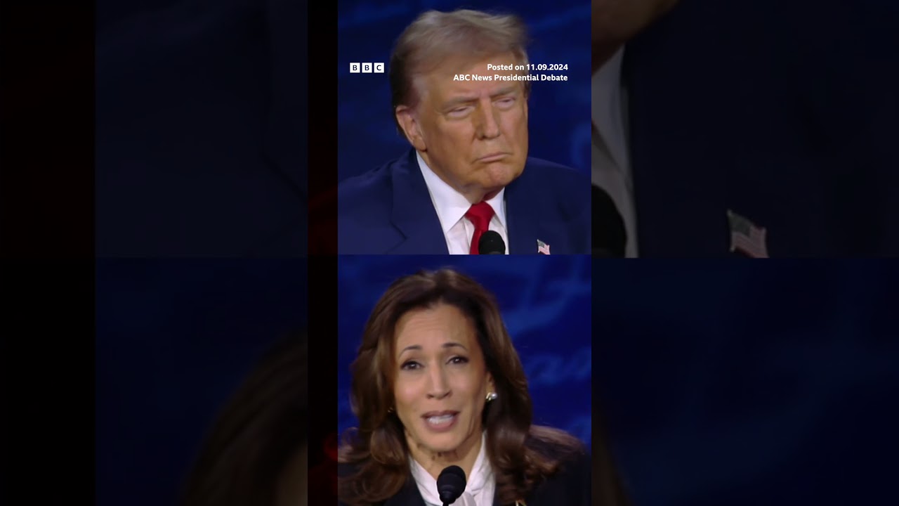 Kamala Harris digs at Donald Trump over 'bored' fans leaving his rallies. #USElection #BBCNews