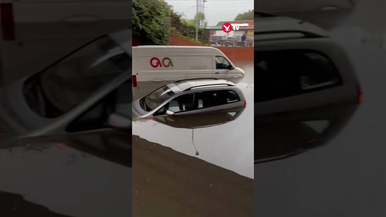 Cars and vans submerged in flood water #news #shorts