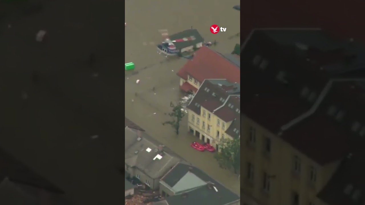 Houses submerged in water after dramatic floods hit Europe #news #shorts