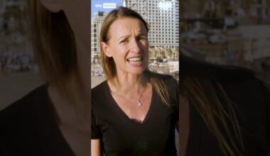 Sirens ring on Tel Aviv beach during Sky News report