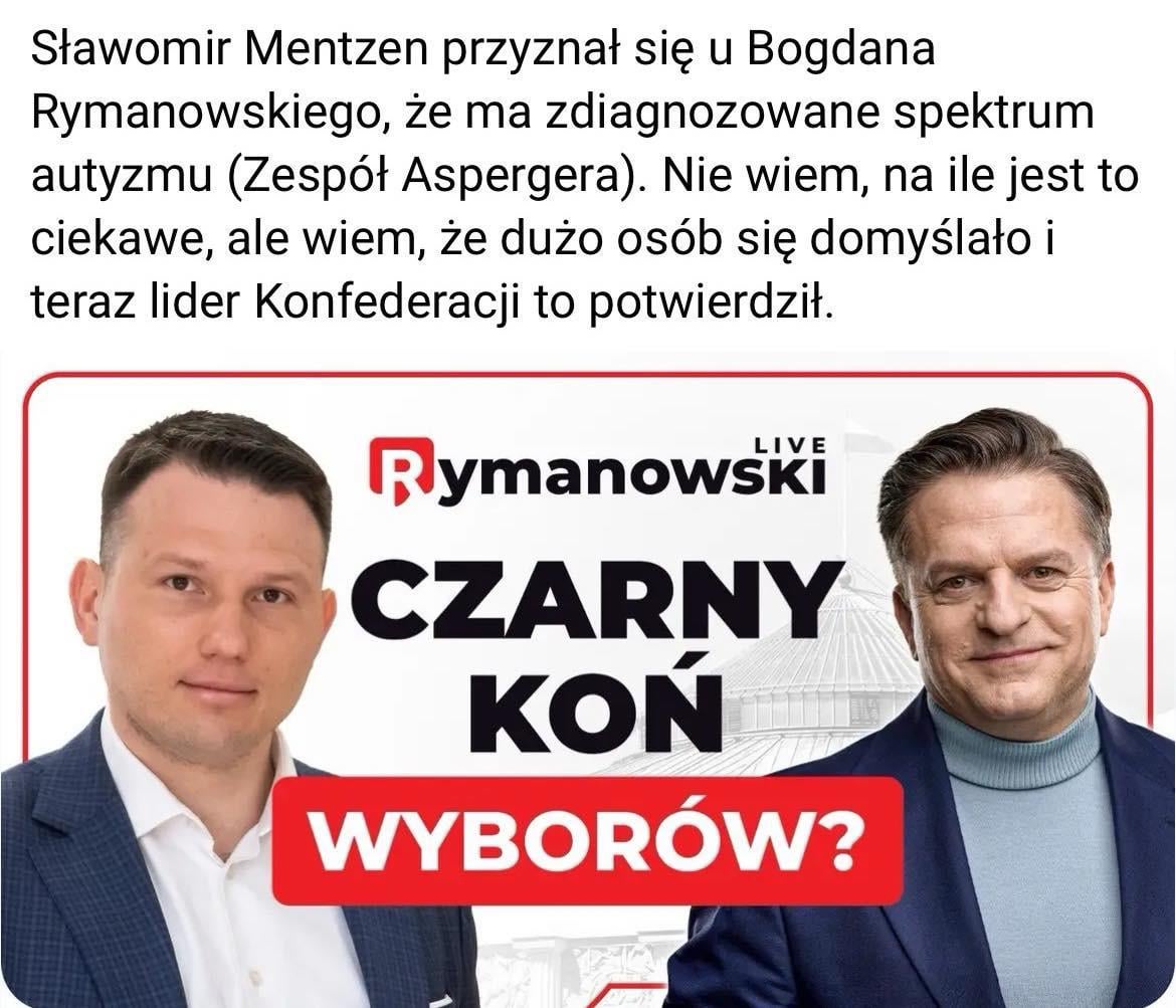 Mentorem w wywiadzie stwierdził że ma diagnozę spektrum Autyzmu.