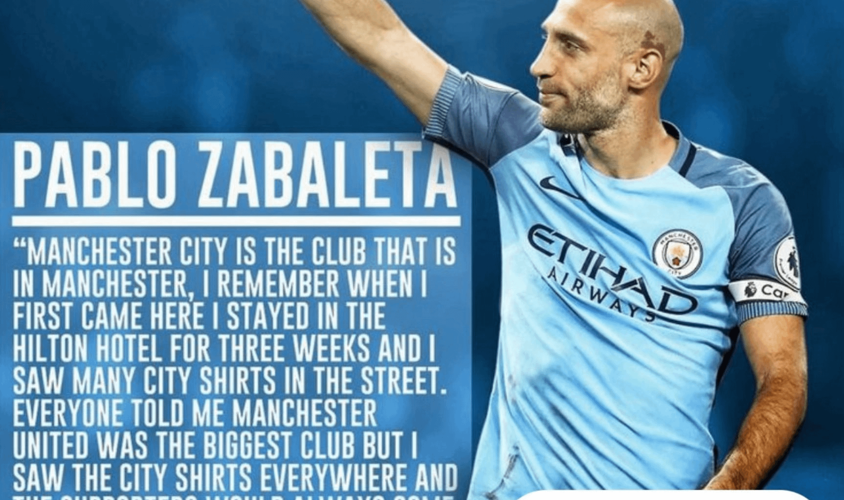 Pablo Zabaleta bleeds blue