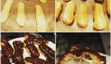 chocolate and custard eclairs