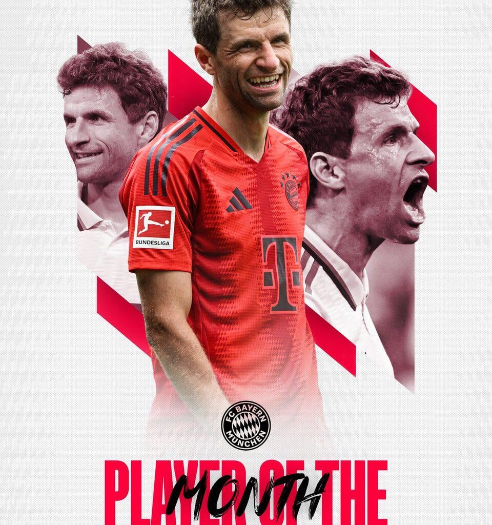 With 68.5% of the votes Thomas Müller is the Player of the Month August