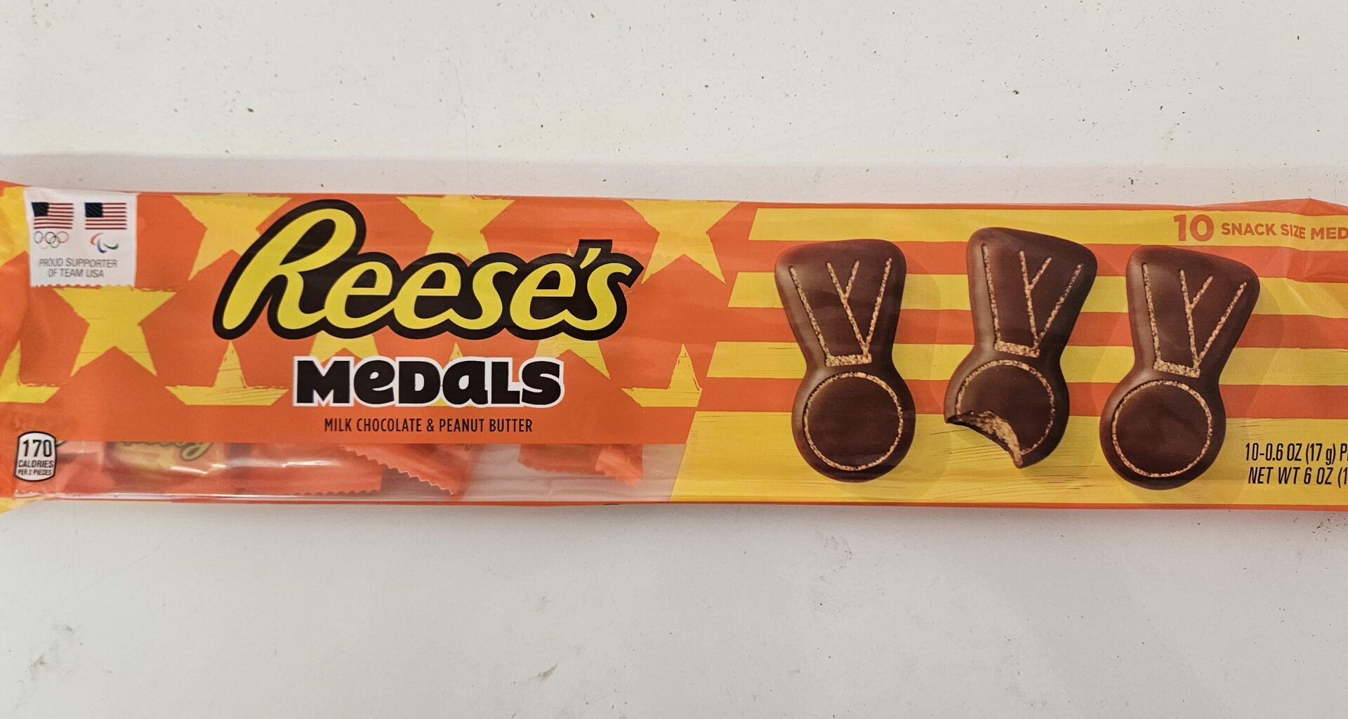 My last vestige of the Paris Games - final pack of Reese's peanut butter "Medals"