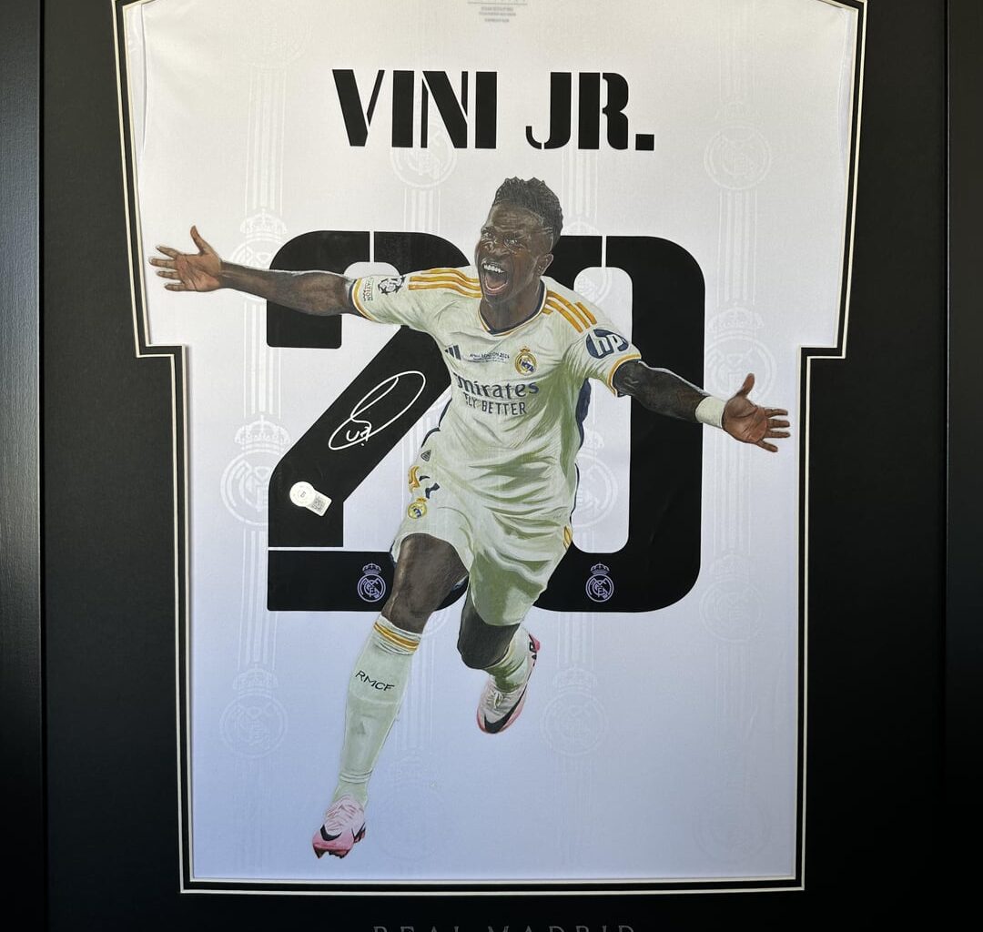 Vinicius Junior Painting on Signed Real Madrid Jersey